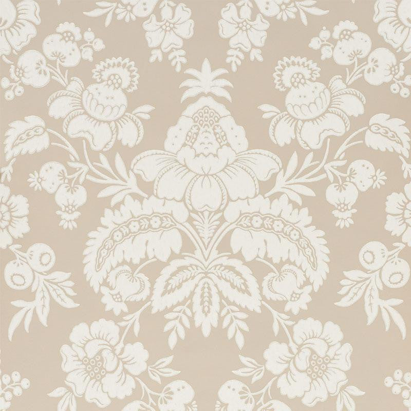 Simone Damask Stone 5009612 by Schumacher Wallpaper New Traditional 10.5" - Fabric Carolina -
