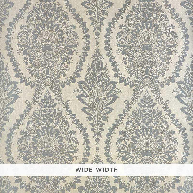 Incandescence Damask Burnished Silver 5007380 by Schumacher Designer Wallpaper Fabulous Faux 23.62" - Swanky Fabrics -
