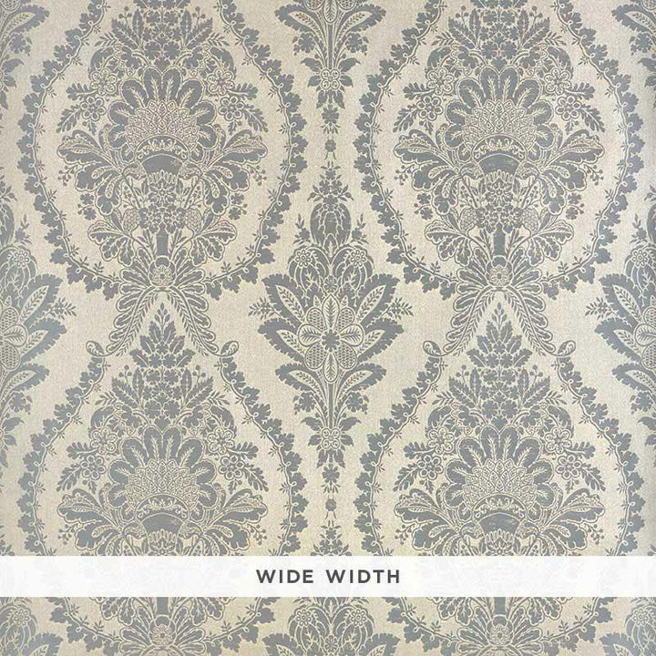 Incandescence Damask Burnished Silver 5007380 by Schumacher Designer Wallpaper Fabulous Faux 23.62" - Swanky Fabrics -
