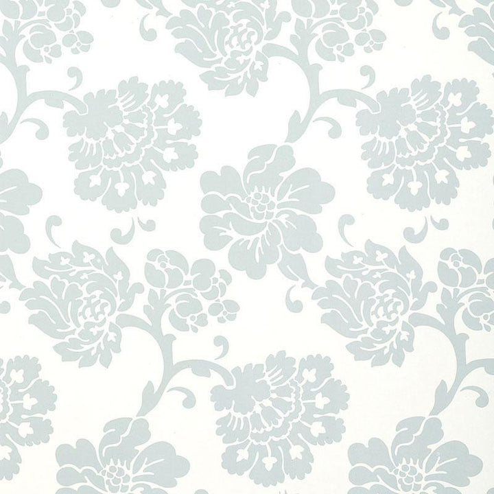 Albero Floreale Damask Aqua 5003622 by Schumacher Wallpaper Palazzo 13.5" - Fabric Carolina -
