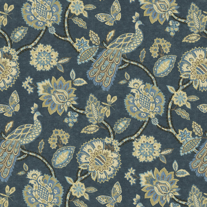 Pheasant & Fleur Navy 412600 by PKL Studio Fabric 100% cotton Pakistan 51000 Horizontal: 13.5 and Vertical: 25.25 54 - Fabric Carolina -