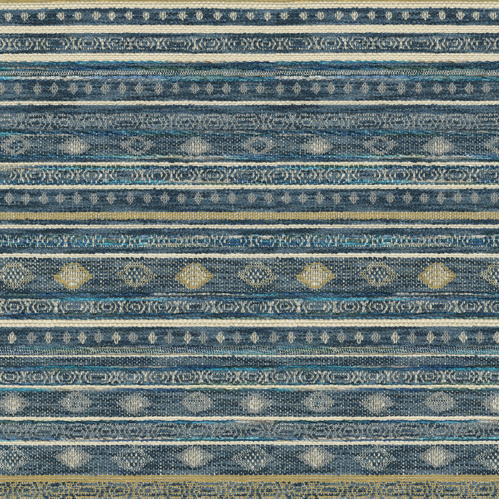 Trailhead Stripe Lapis 412830 by PKL Studio Designer Fabric 82% polyester, 18% cotton India 51000 Horizontal: 3.38 and Vertical: 15.5 54 - Swanky Fabrics -