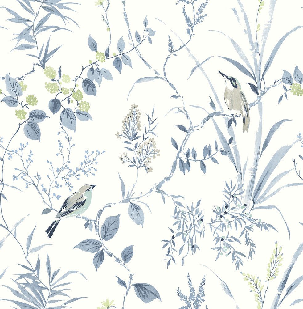 Imperial Garden Blueberry Botanical Wallpaper by Chesapeake Wildflower Covers about 56.4 square feet 20.5-in by 33-ft long roll Unpasted 20.9 - Fabric Carolina -