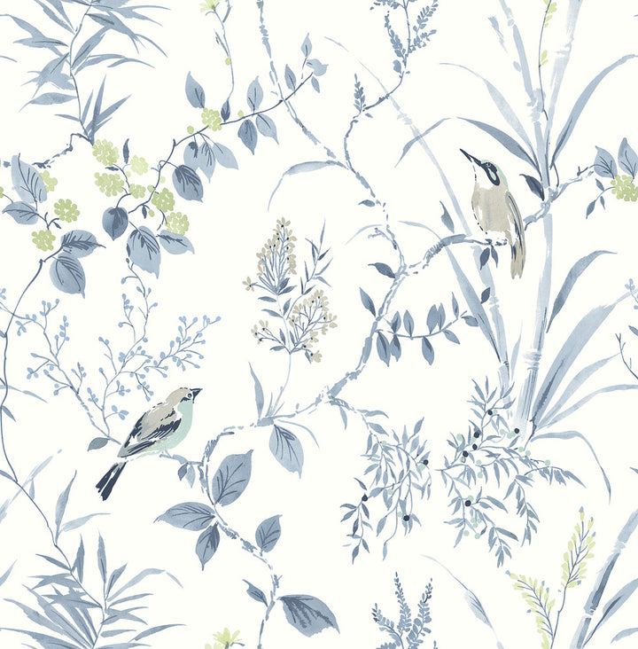 Imperial Garden Blueberry Botanical Wallpaper by Chesapeake Wildflower Covers about 56.4 square feet 20.5-in by 33-ft long roll Unpasted 20.9 - Fabric Carolina -
