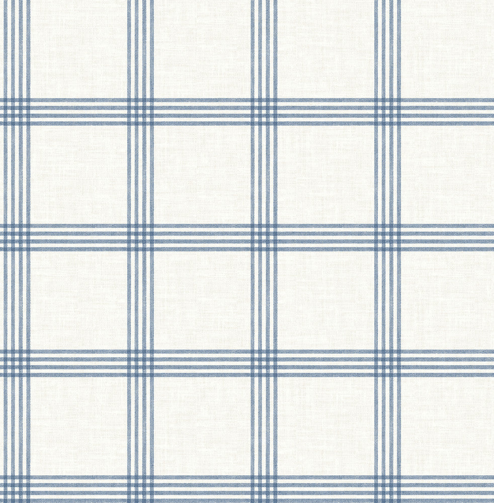Twain Denim Plaid Wallpaper by Chesapeake Wildflower Covers about 56.4 square feet 20.5-in by 33-ft long roll Unpasted 5.2 - Fabric Carolina -