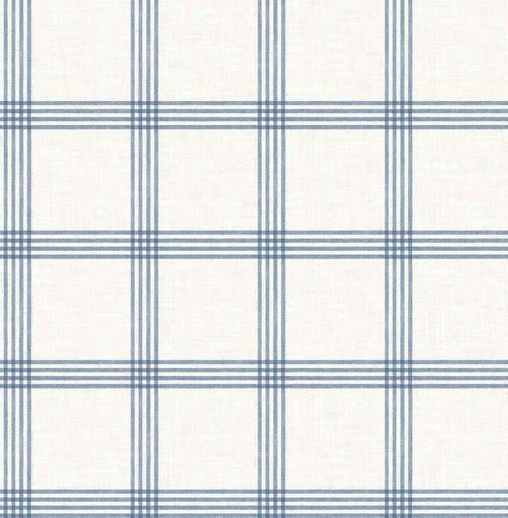 Twain Denim Plaid Wallpaper by Chesapeake Wildflower Covers about 56.4 square feet 20.5-in by 33-ft long roll Unpasted 5.2 - Fabric Carolina -