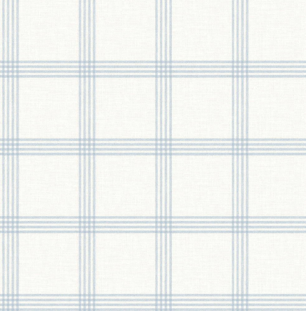 Twain Light Blue Plaid Wallpaper by Chesapeake Wildflower Covers about 56.4 square feet 20.5-in by 33-ft long roll Unpasted 5.2 - Fabric Carolina -
