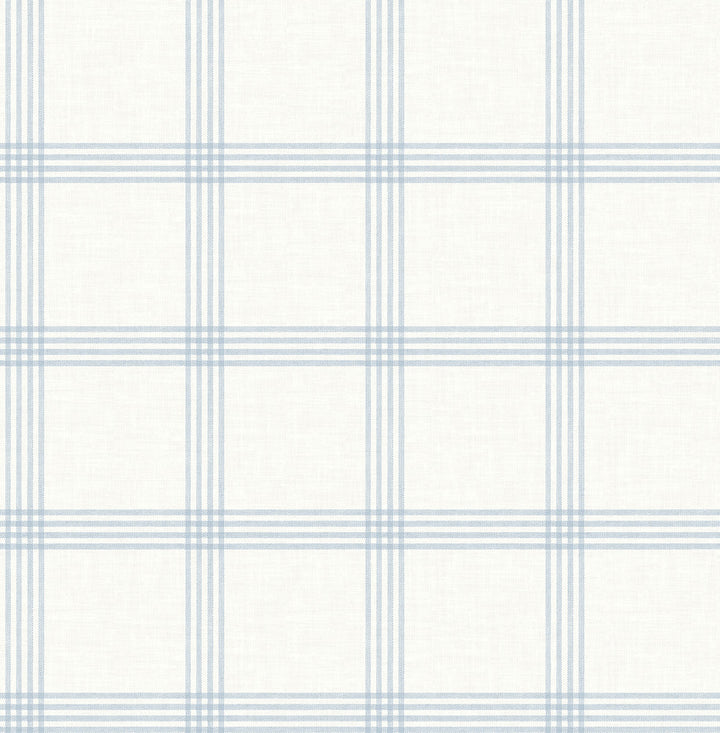 Twain Light Blue Plaid Wallpaper by Chesapeake Wildflower Covers about 56.4 square feet 20.5-in by 33-ft long roll Unpasted 5.2 - Fabric Carolina -