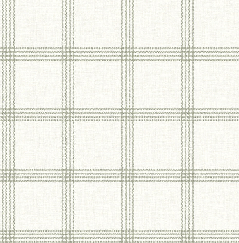 Twain Green Plaid Wallpaper by Chesapeake Wildflower Covers about 56.4 square feet 20.5-in by 33-ft long roll Unpasted 5.2 - Fabric Carolina -