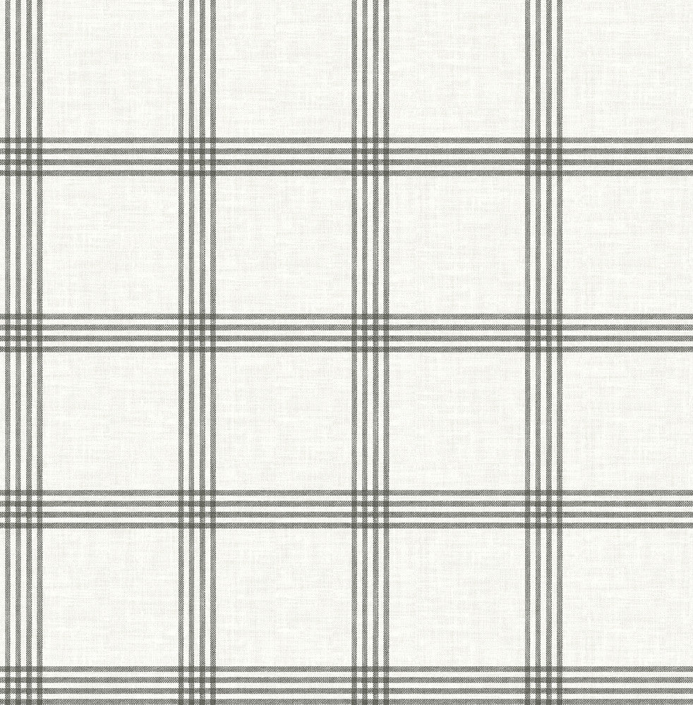 Twain Charcoal Plaid Wallpaper by Chesapeake Wildflower Covers about 56.4 square feet 20.5-in by 33-ft long roll Unpasted 5.2 - Fabric Carolina -