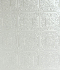 Ibold White Tin Ceiling Scroll Paintable Wallpaper by Chesapeake