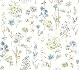 Bergamot Sea Green Wildflower Wallpaper by Chesapeake