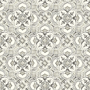 Marjoram Black Floral Tile Wallpaper by Chesapeake