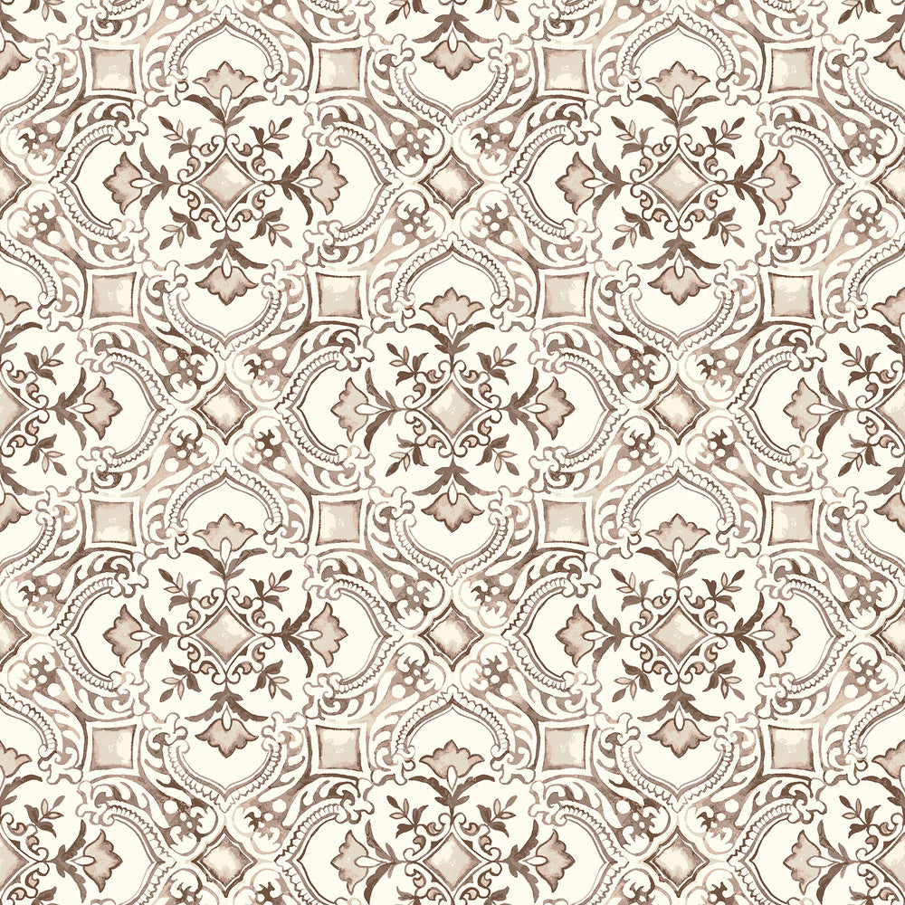 Marjoram Blush Floral Tile Wallpaper by Chesapeake Wildflower Covers about 56.4 square feet 20.5-in by 33-ft long roll Prepasted 20.5 - Fabric Carolina -