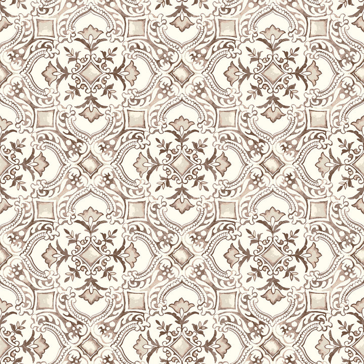 Marjoram Blush Floral Tile Wallpaper by Chesapeake Wildflower Covers about 56.4 square feet 20.5-in by 33-ft long roll Prepasted 20.5 - Fabric Carolina -