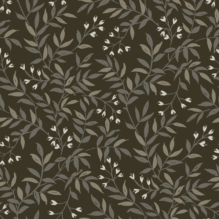 Senna Black Budding Vines Wallpaper by Chesapeake Wildflower Covers about 56.4 square feet 20.5-in by 33-ft long roll Prepasted 20.5 - Fabric Carolina -