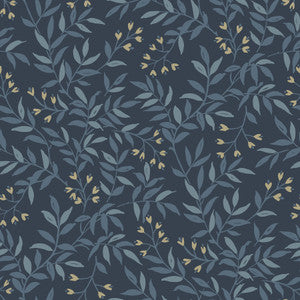 Senna Navy Budding Vines Wallpaper by Chesapeake