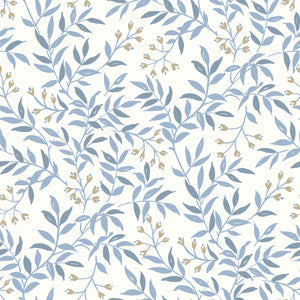 Senna Blue Budding Vines Wallpaper by Chesapeake