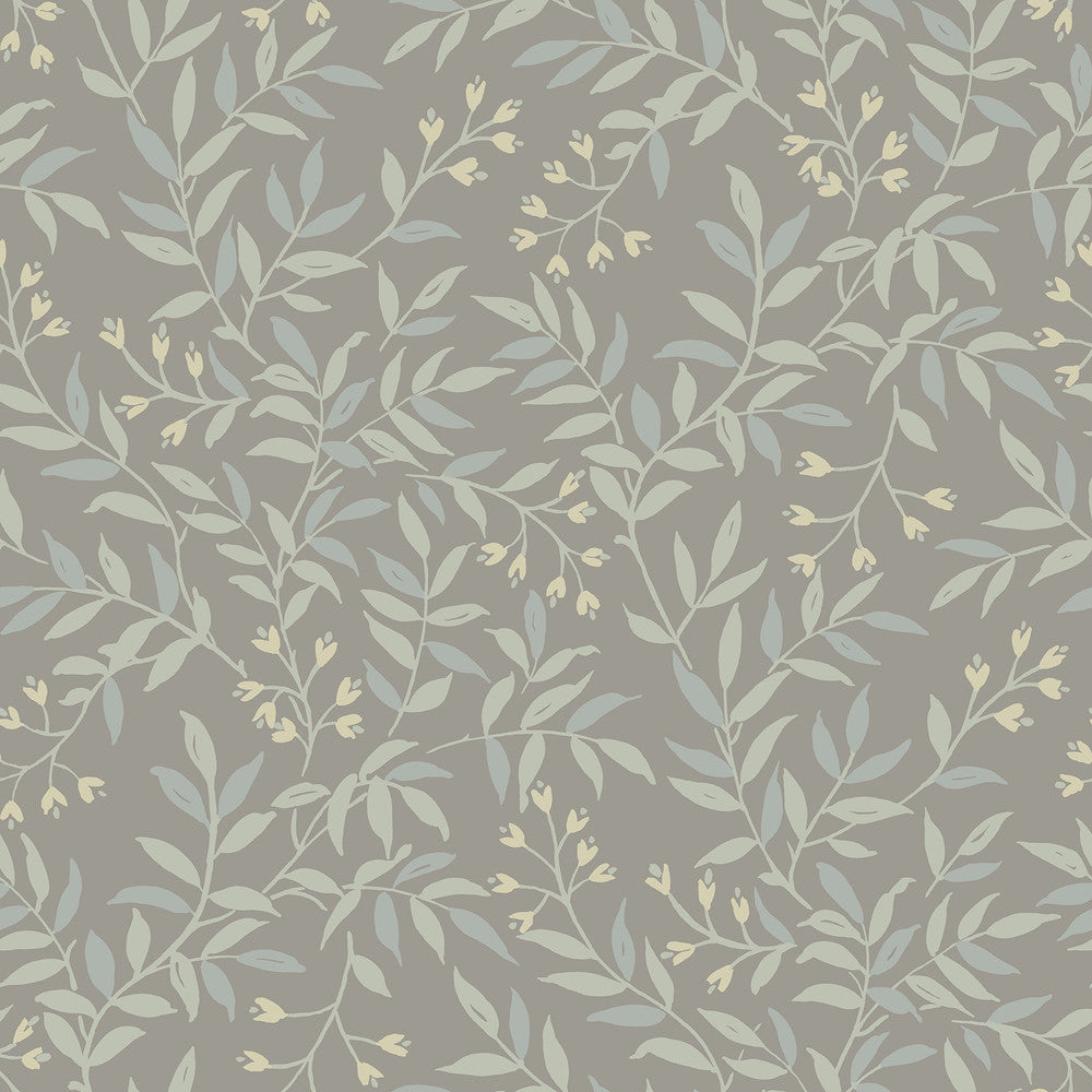 Senna Silver Budding Vines Wallpaper by Chesapeake Wildflower Covers about 56.4 square feet 20.5-in by 33-ft long roll Prepasted 20.5 - Fabric Carolina -