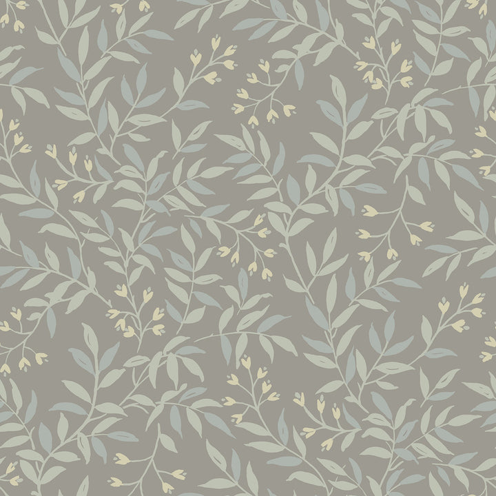 Senna Silver Budding Vines Wallpaper by Chesapeake Wildflower Covers about 56.4 square feet 20.5-in by 33-ft long roll Prepasted 20.5 - Fabric Carolina -
