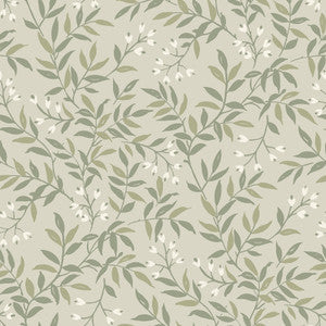 Senna Green Budding Vines Wallpaper by Chesapeake