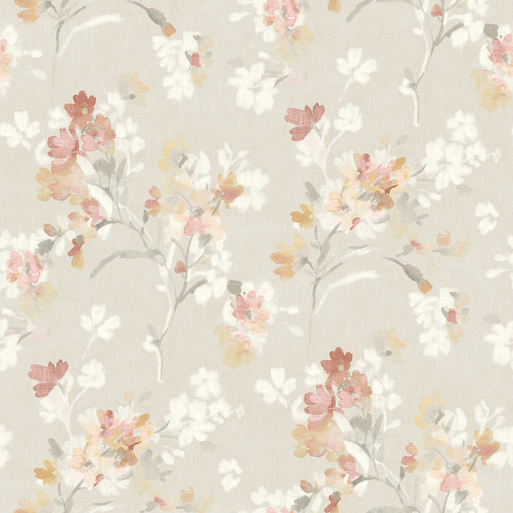 Azalea Ruby Floral Branches Wallpaper by Chesapeake Wildflower Covers about 56.4 square feet 20.5-in by 33-ft long roll Prepasted 20.5 - Fabric Carolina -