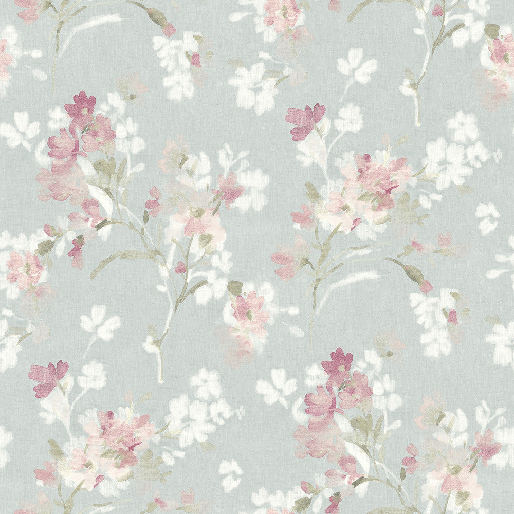 Azalea Fuchsia Floral Branches Wallpaper by Chesapeake Wildflower Covers about 56.4 square feet 20.5-in by 33-ft long roll Prepasted 20.5 - Fabric Carolina -