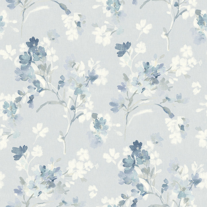 Azalea Light Blue Floral Branches Wallpaper by Chesapeake Wildflower Covers about 56.4 square feet 20.5-in by 33-ft long roll Prepasted 20.5 - Fabric Carolina -