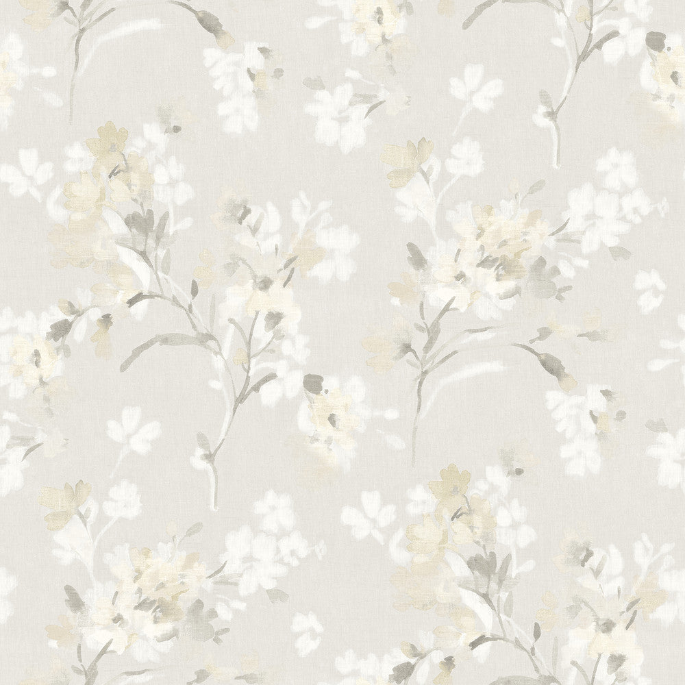 Azalea Neutral Floral Branches Wallpaper by Chesapeake Wildflower Covers about 56.4 square feet 20.5-in by 33-ft long roll Prepasted 20.5 - Fabric Carolina -