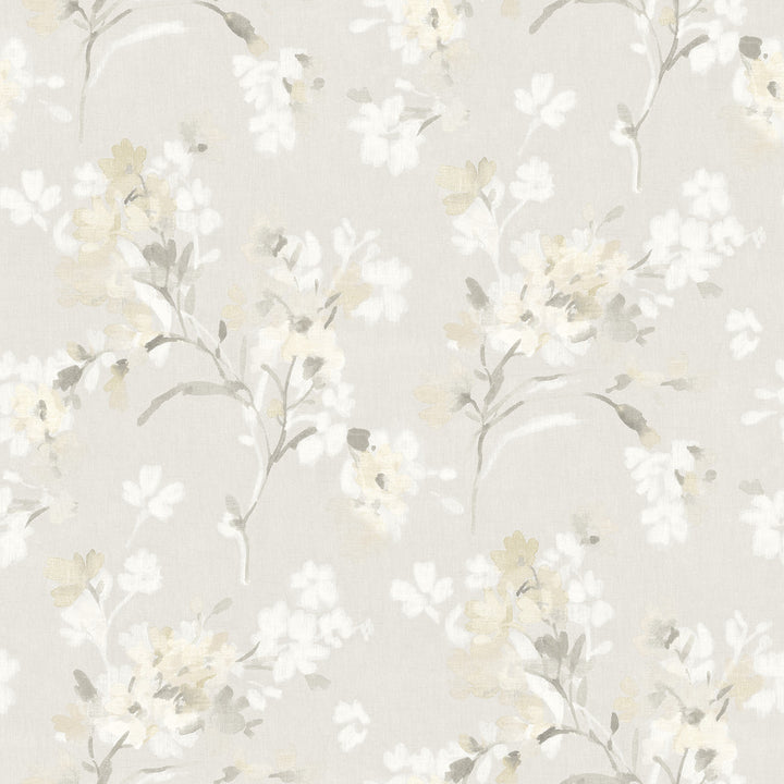 Azalea Neutral Floral Branches Wallpaper by Chesapeake Wildflower Covers about 56.4 square feet 20.5-in by 33-ft long roll Prepasted 20.5 - Fabric Carolina -