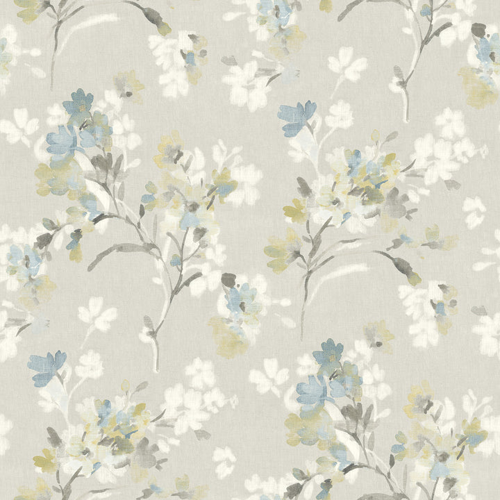 Azalea Light Grey Floral Branches Wallpaper by Chesapeake Wildflower Covers about 56.4 square feet 20.5-in by 33-ft long roll Prepasted 20.5 - Fabric Carolina -