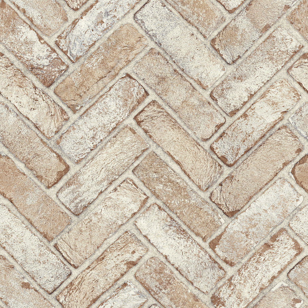 Canelle Rust Brick Herringbone Wallpaper by Chesapeake Wildflower Covers about 56.4 square feet 20.5-in by 33-ft long roll Prepasted 20.5 - Fabric Carolina -
