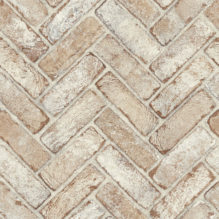 Canelle Rust Brick Herringbone Wallpaper by Chesapeake Wildflower Covers about 56.4 square feet 20.5-in by 33-ft long roll Prepasted 20.5 - Fabric Carolina -