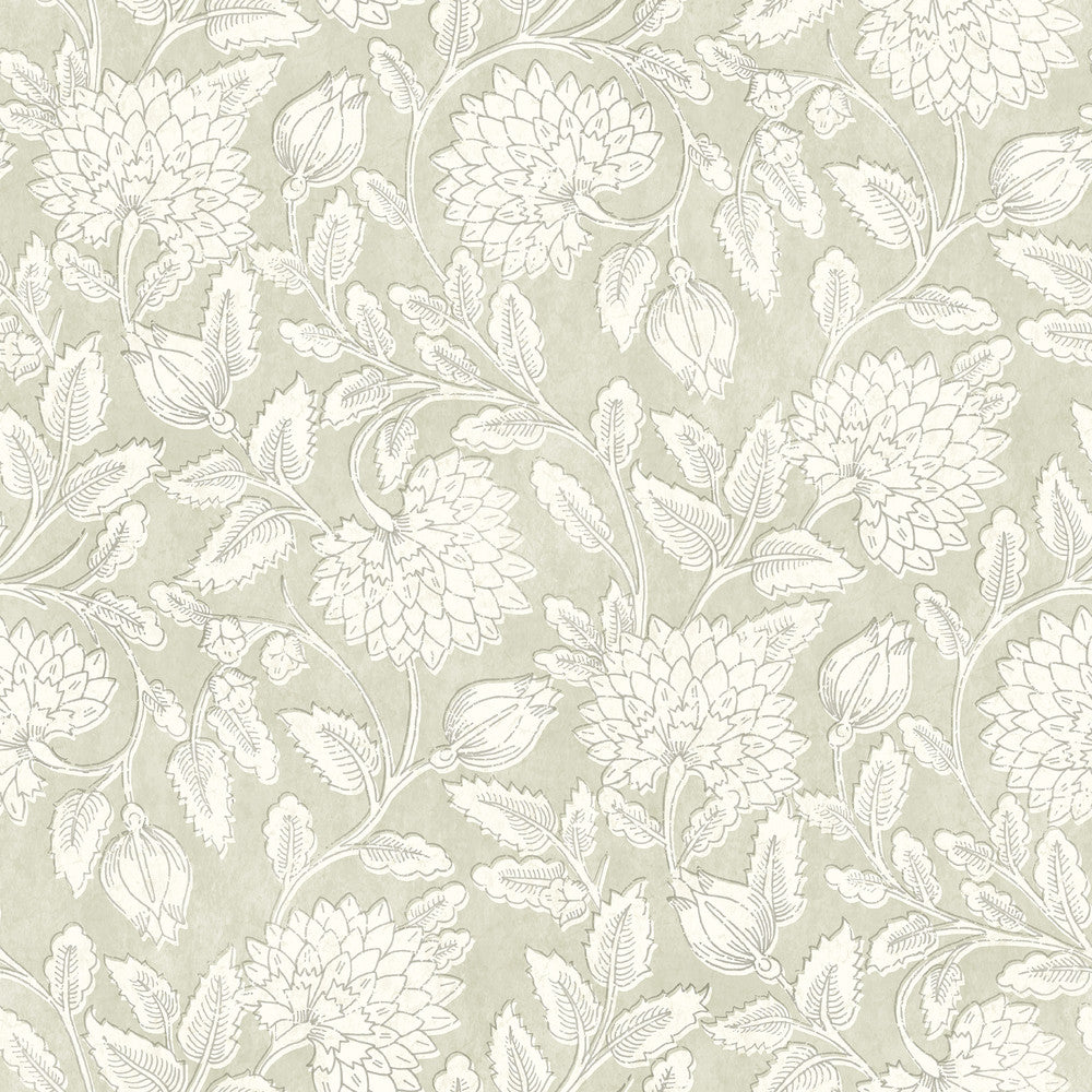 Vadouvan Sage Jacobean Trail Wallpaper by Chesapeake Wildflower Covers about 56.4 square feet 20.5-in by 33-ft long roll Prepasted 20.5 - Fabric Carolina -