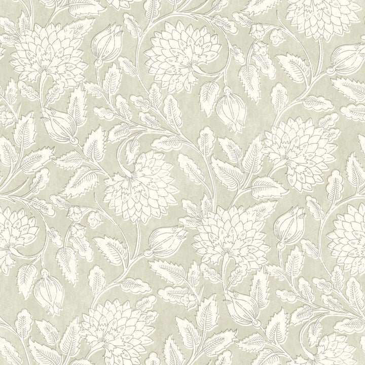 Vadouvan Sage Jacobean Trail Wallpaper by Chesapeake Wildflower Covers about 56.4 square feet 20.5-in by 33-ft long roll Prepasted 20.5 - Fabric Carolina -