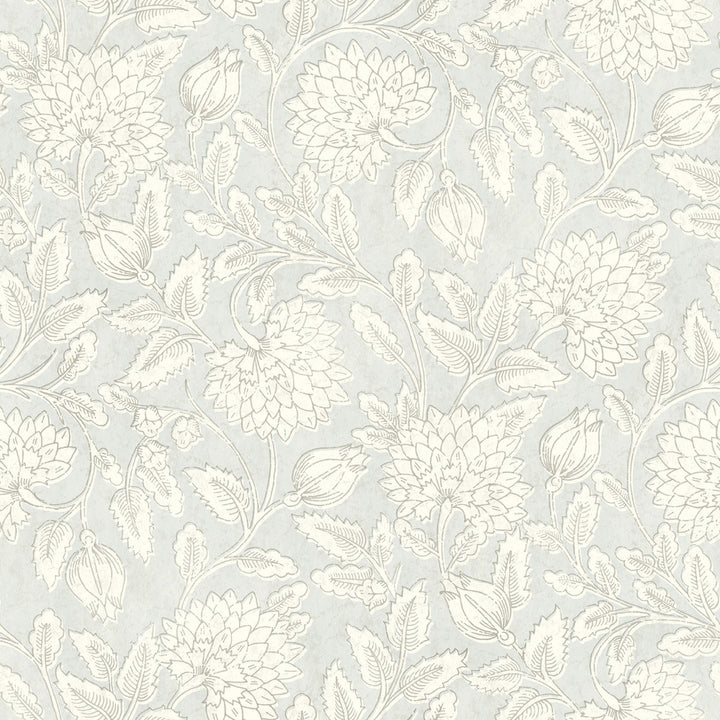 Vadouvan Light Blue Jacobean Trail Wallpaper by Chesapeake Wildflower Covers about 56.4 square feet 20.5-in by 33-ft long roll Prepasted 20.5 - Fabric Carolina -