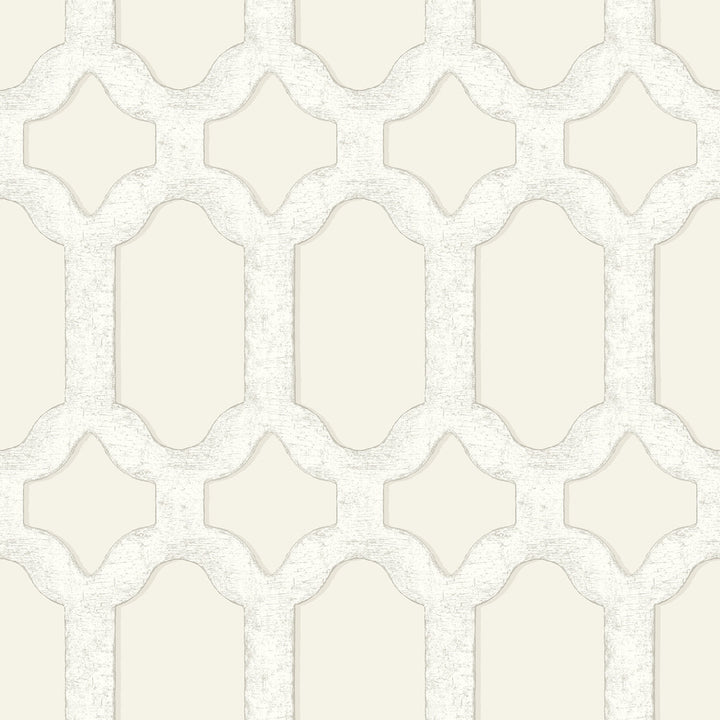 Chervil Cream Trellis Wallpaper by Chesapeake Wildflower Covers about 56.4 square feet 20.5-in by 33-ft long roll Prepasted 20.5 - Fabric Carolina -