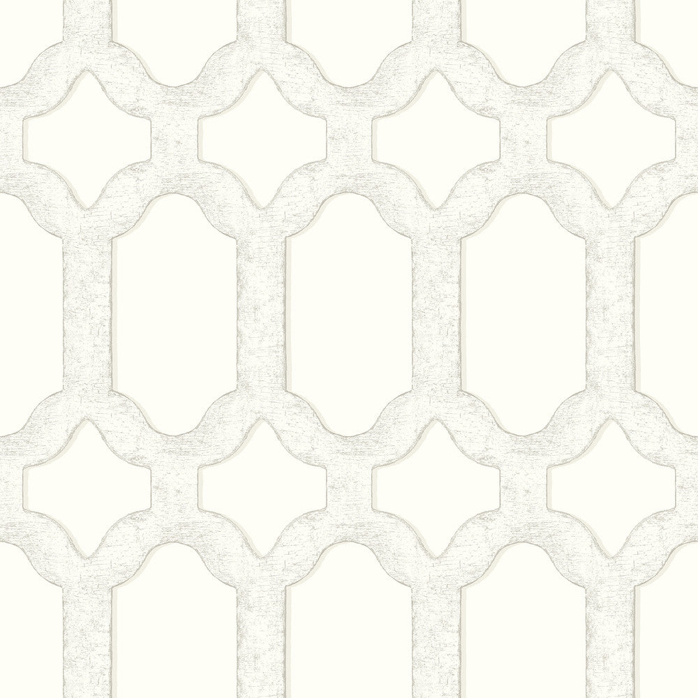Chervil White Trellis Wallpaper by Chesapeake Wildflower Covers about 56.4 square feet 20.5-in by 33-ft long roll Prepasted 20.5 - Fabric Carolina -