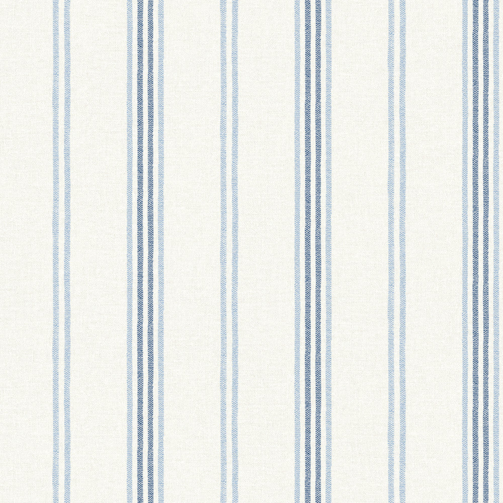 Lovage Blue Linen Stripe Wallpaper by Chesapeake Wildflower Covers about 56.4 square feet 20.5-in by 33-ft long roll Prepasted 0 - Fabric Carolina -