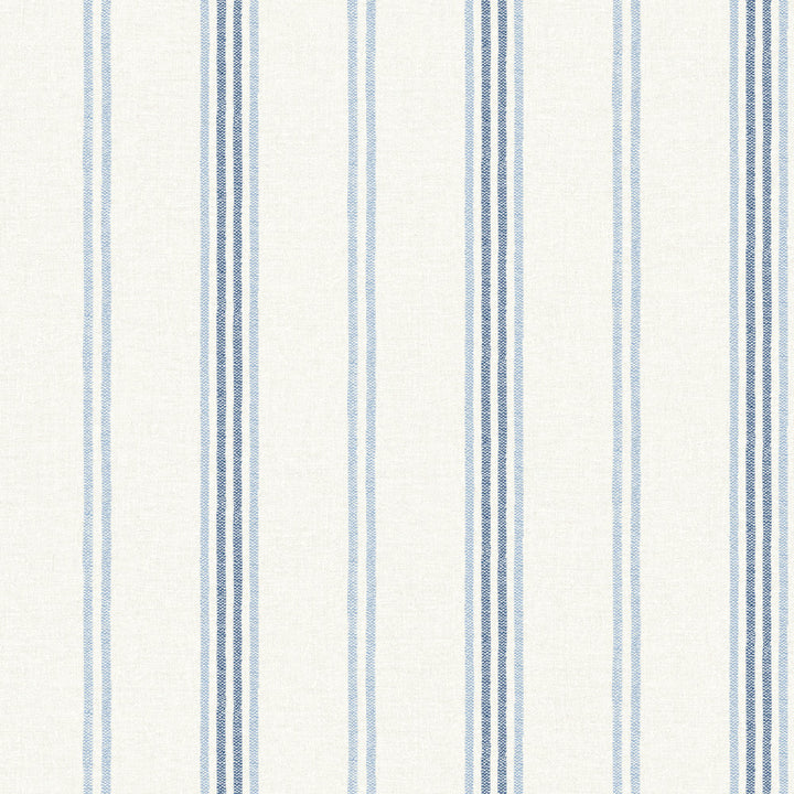 Lovage Blue Linen Stripe Wallpaper by Chesapeake Wildflower Covers about 56.4 square feet 20.5-in by 33-ft long roll Prepasted 0 - Fabric Carolina -