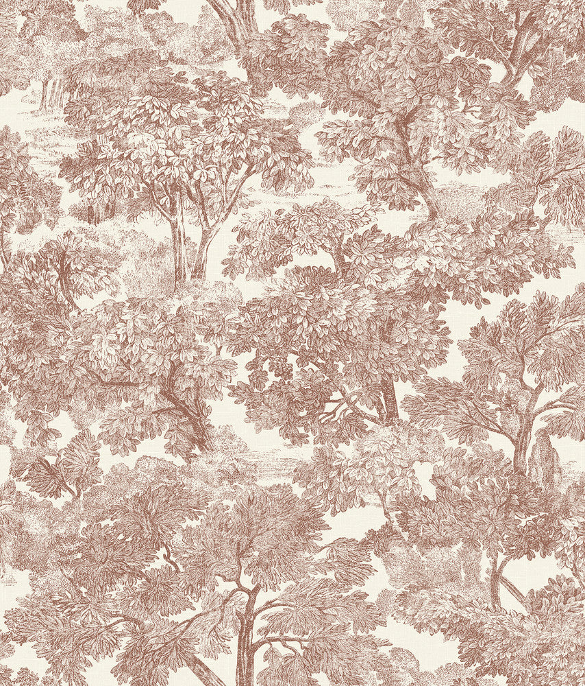 Spinney Red Toile Wallpaper by Chesapeake Wildflower Covers about 56.4 square feet 20.5-in by 33-ft long roll Prepasted 24 - Fabric Carolina -