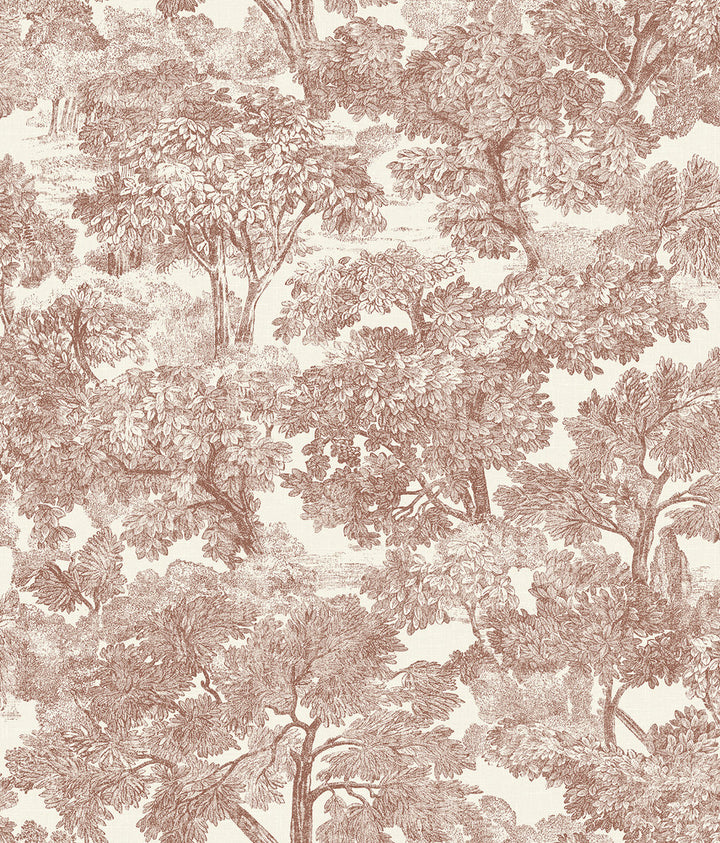 Spinney Red Toile Wallpaper by Chesapeake Wildflower Covers about 56.4 square feet 20.5-in by 33-ft long roll Prepasted 24 - Fabric Carolina -
