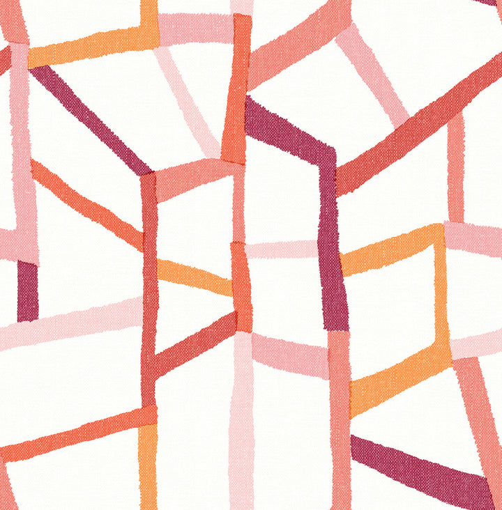 Tate Pink Geometric Linen Wallpaper by A-Street Prints Whimsy Covers about 56.4 square feet 20.5-in by 33-ft long roll Unpasted 20.9 - Fabric Carolina -