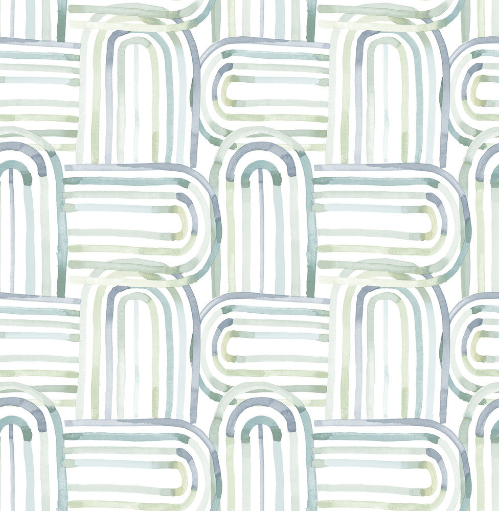 Lolly Teal Arches Wallpaper by A-Street Prints Whimsy Covers about 56.4 square feet 20.5-in by 33-ft long roll Unpasted 20.9 - Fabric Carolina -
