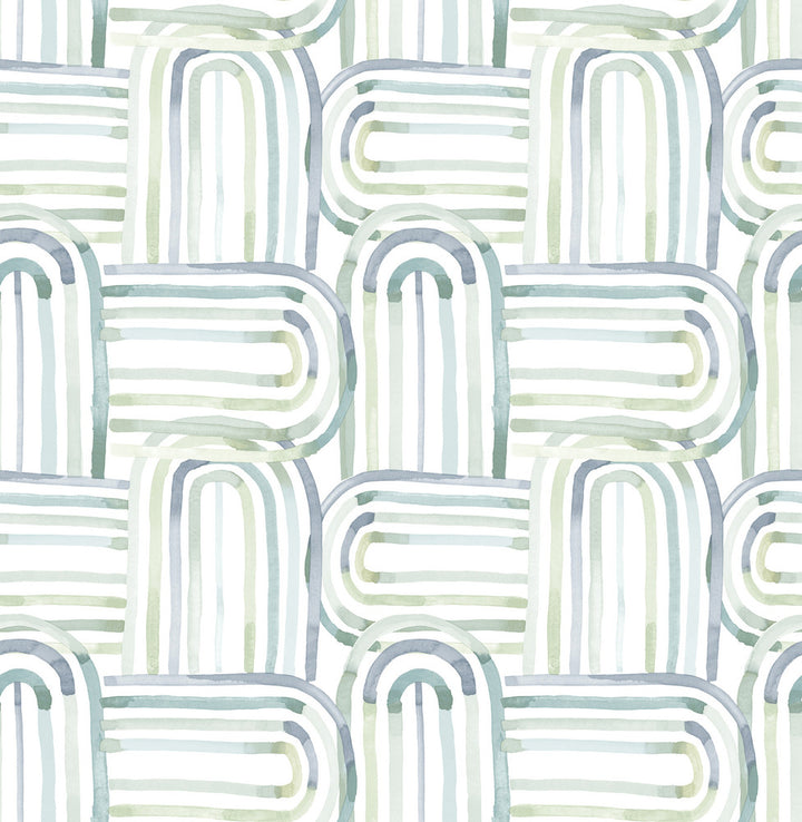 Lolly Teal Arches Wallpaper by A-Street Prints Whimsy Covers about 56.4 square feet 20.5-in by 33-ft long roll Unpasted 20.9 - Fabric Carolina -