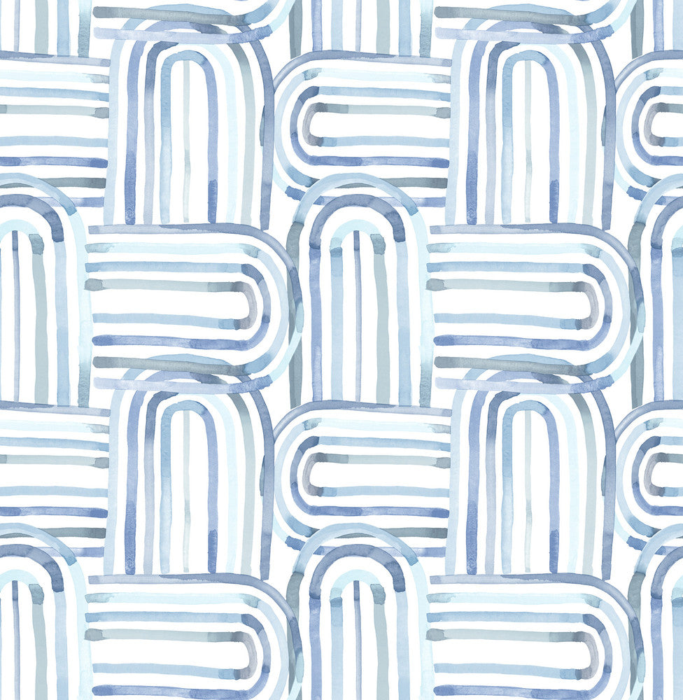 Lolly Blue Arches Wallpaper by A-Street Prints Whimsy Covers about 56.4 square feet 20.5-in by 33-ft long roll Unpasted 20.9 - Fabric Carolina -