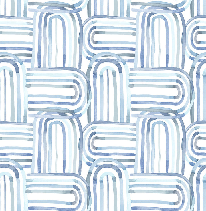 Lolly Blue Arches Wallpaper by A-Street Prints Whimsy Covers about 56.4 square feet 20.5-in by 33-ft long roll Unpasted 20.9 - Fabric Carolina -