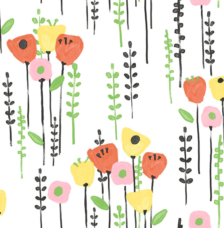 Mabel Yellow Floral Field Wallpaper by A-Street Prints Whimsy Covers about 56.4 square feet 20.5-in by 33-ft long roll Unpasted 10.4 - Fabric Carolina -