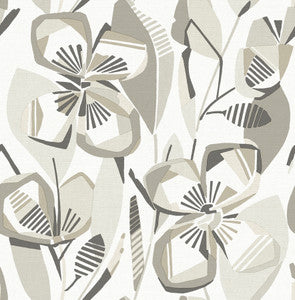 Nathalie Beige Abstract Blooms Wallpaper by A-Street Prints
