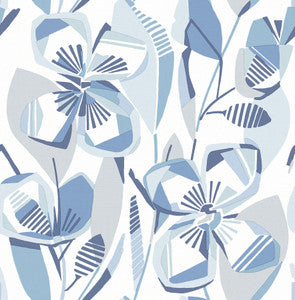 Nathalie Blue Abstract Blooms Wallpaper by A-Street Prints